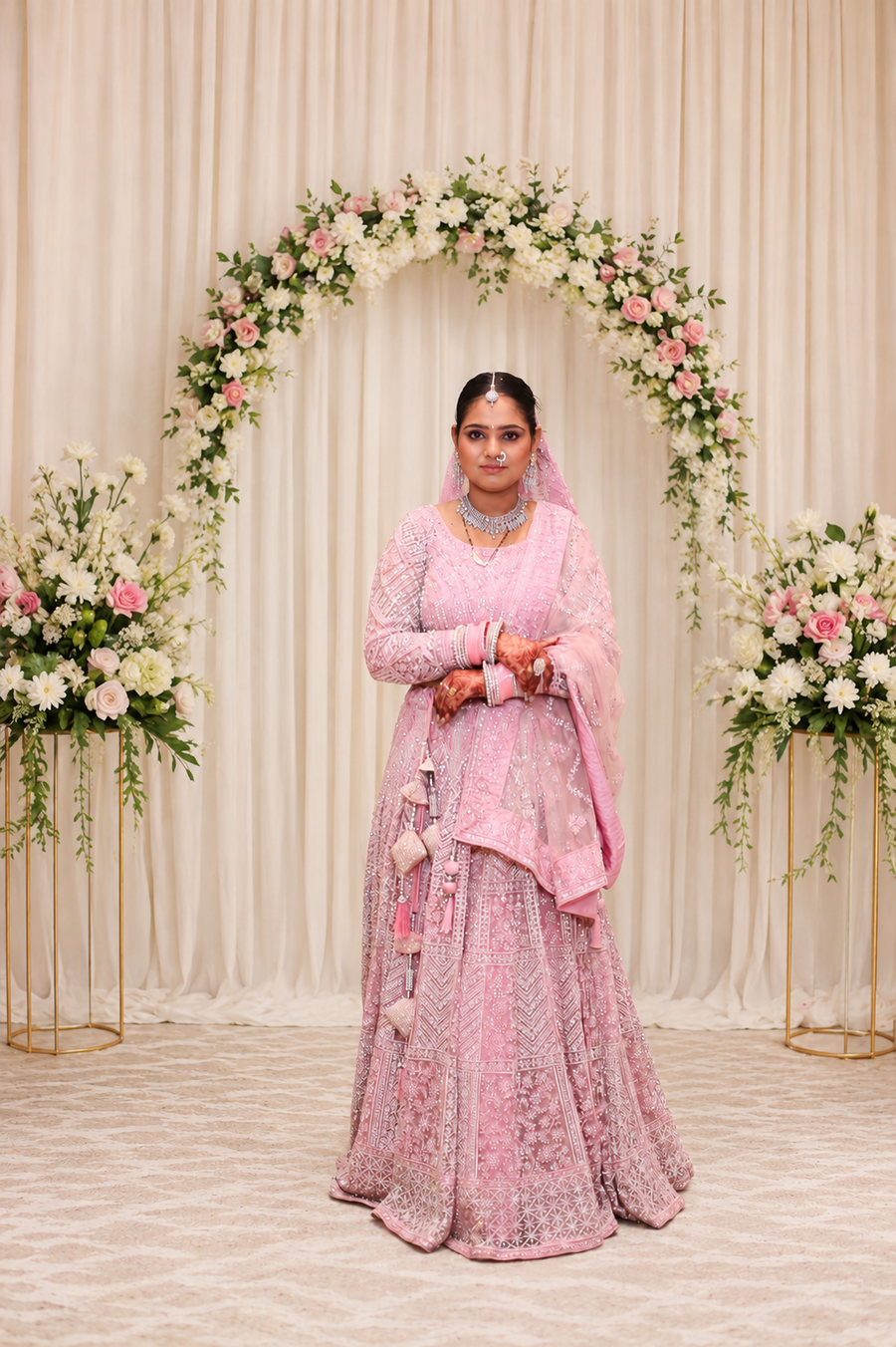 Blush Rose embellished lehenga set by Silai Parampara Studio