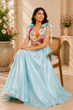 Azure Bloom 3D floral occasion gown