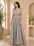 Pearl Mist custom-made pleated occasion gown