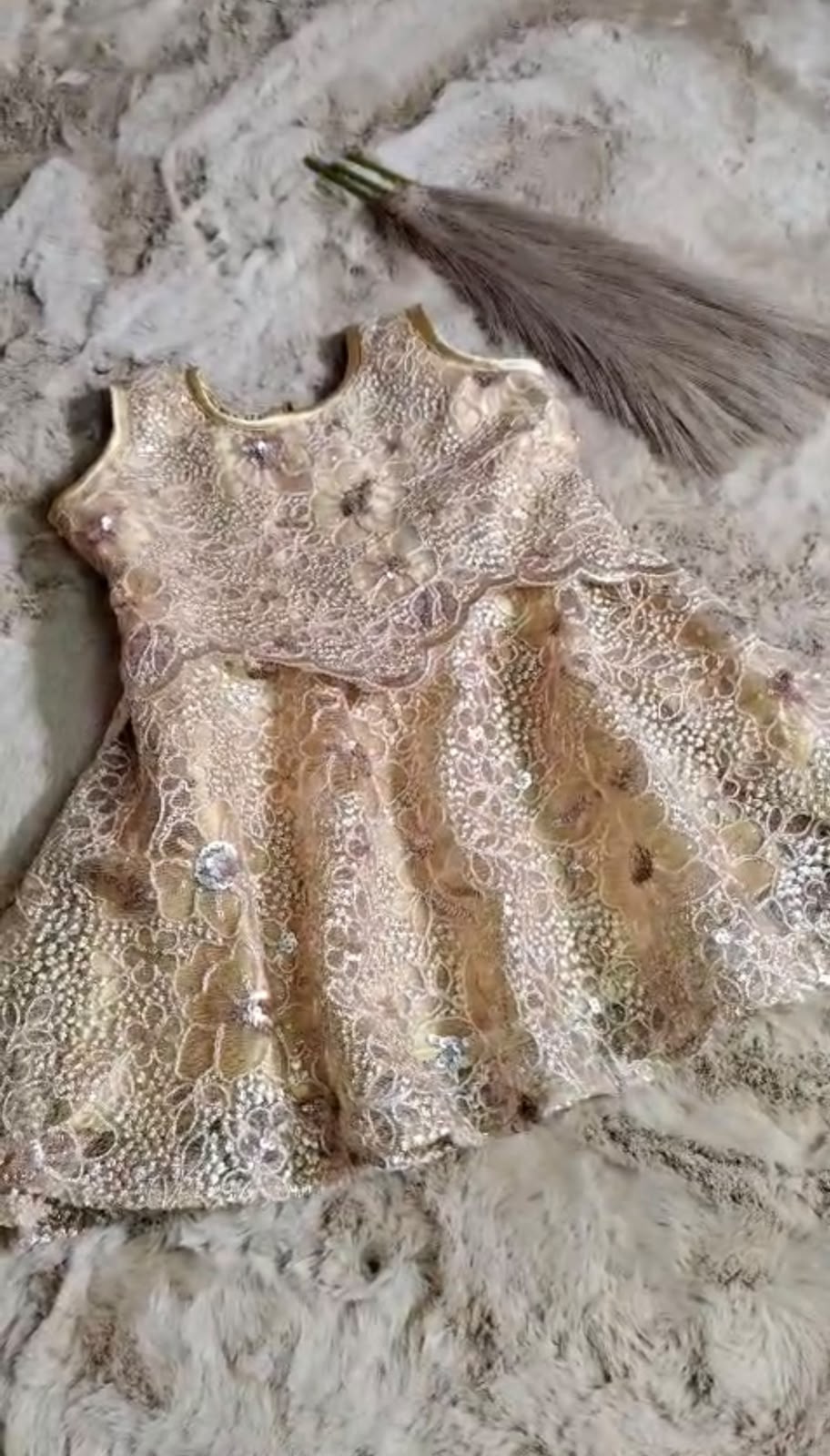Champagne Gold Embroidered Gown - Mother & Daughter Set